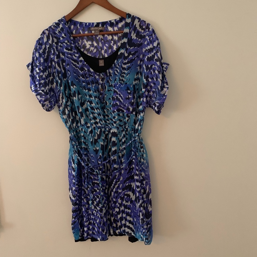 Blue silk dress